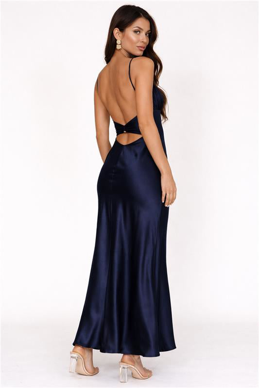 Paula Maxi Dress Midnight Satin Slip Dress