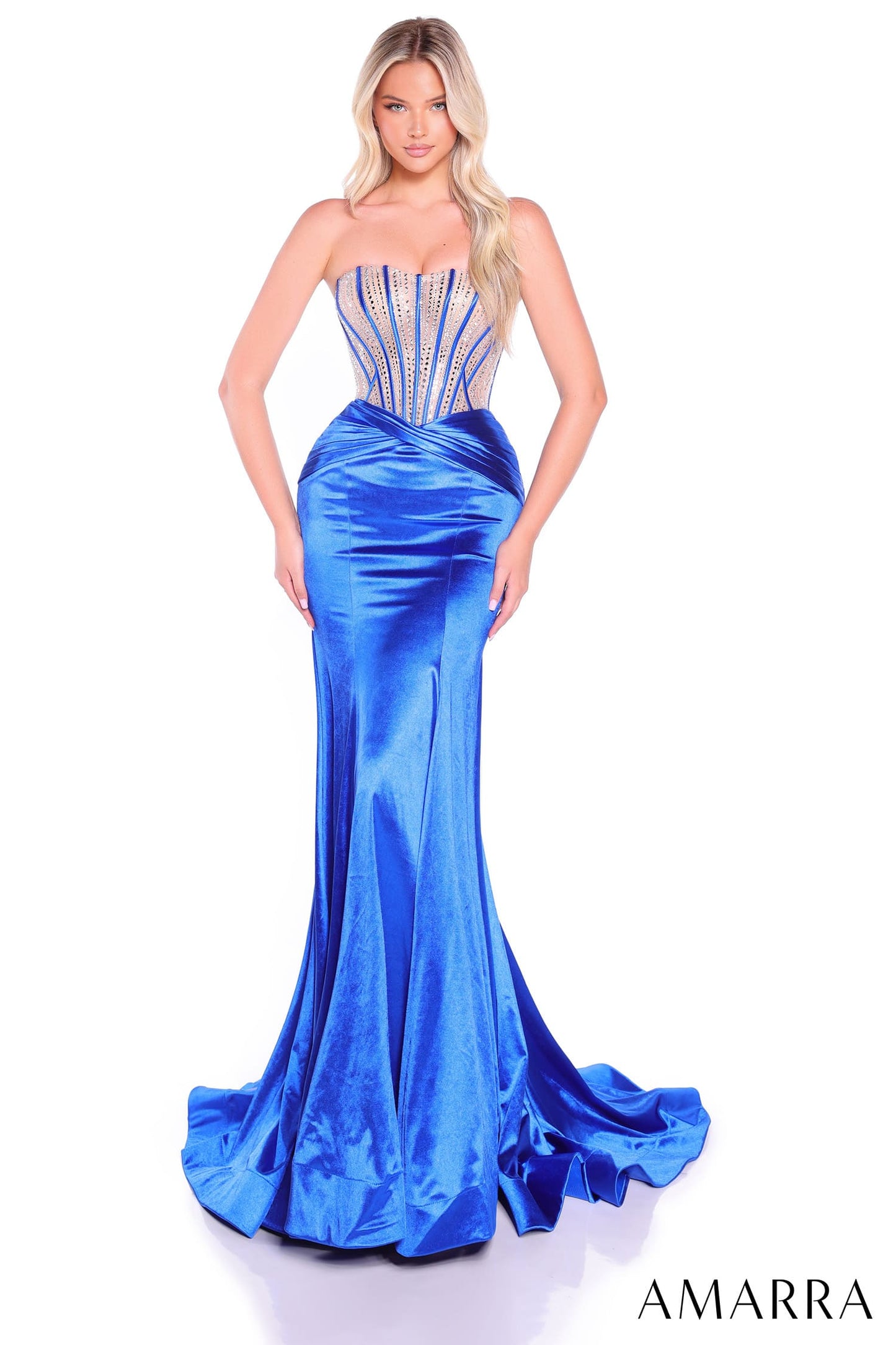 89070 Amarra Crystal Embellished Satin Gown