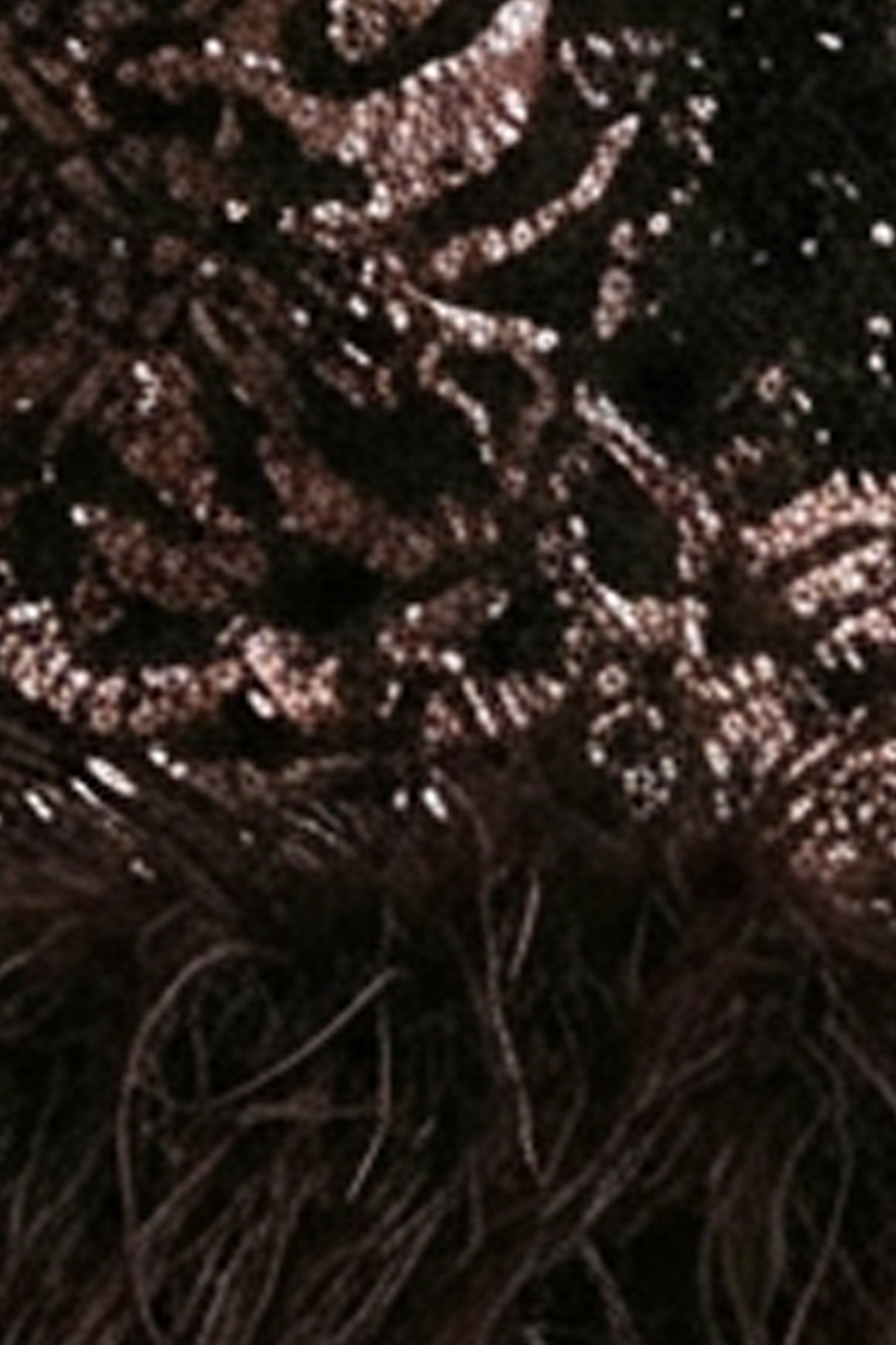 Stardust | Brown Sequined Velvet Crew-Neck Mini Dress With Feather Trim