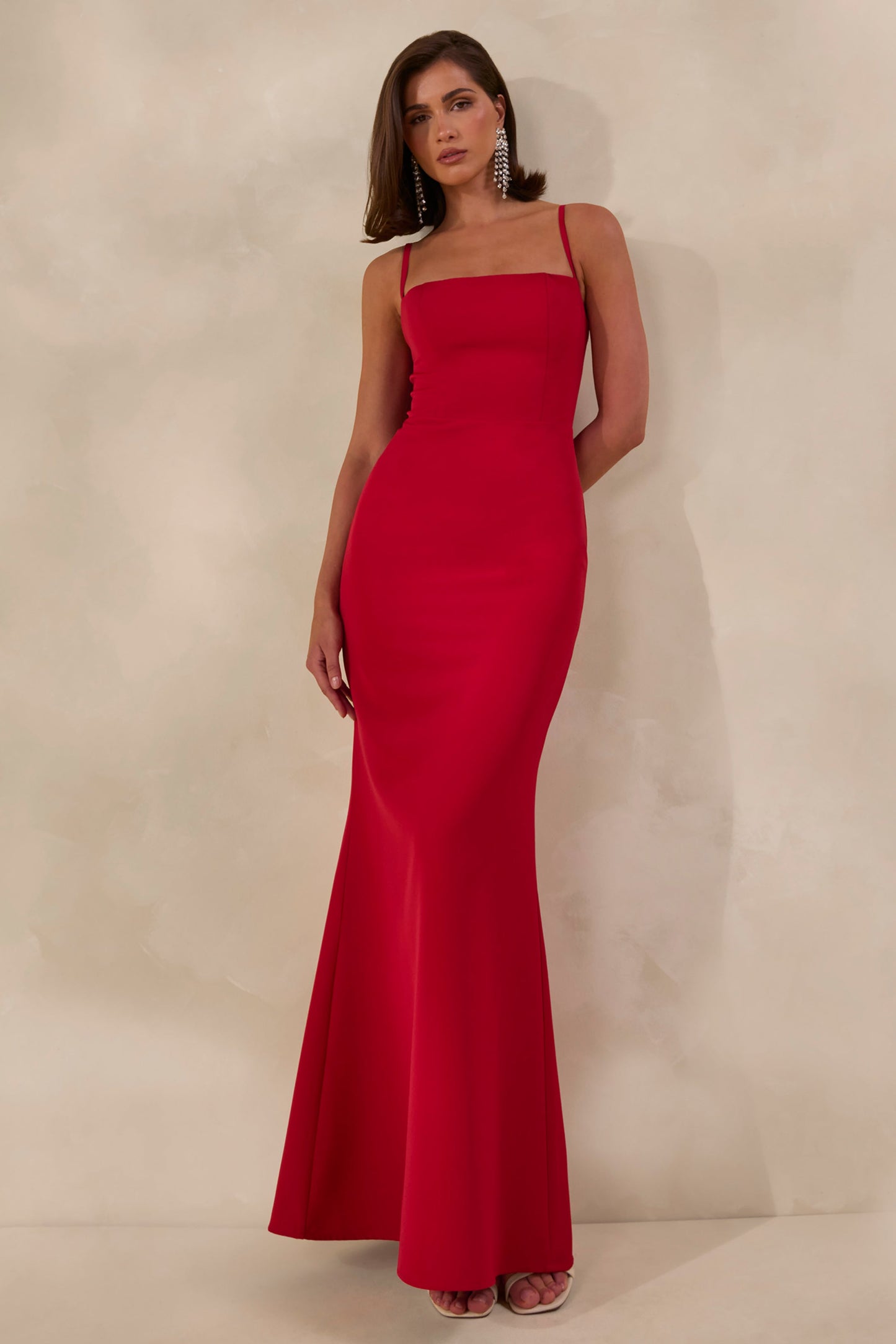 Zavira | Red Square-Neck Maxi Dress