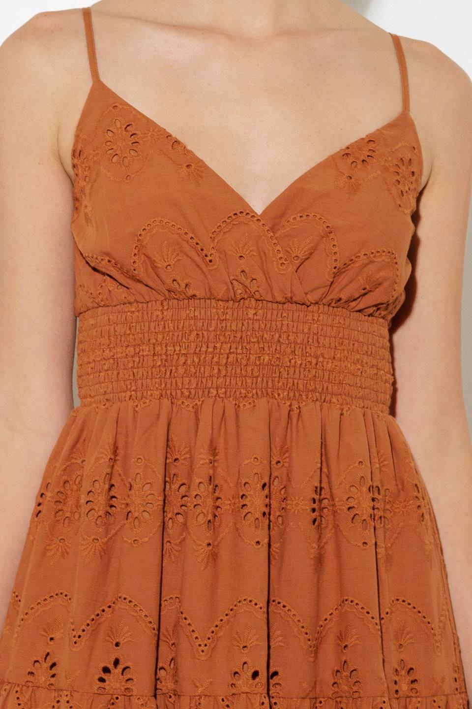 LUMINOUS BLISS EYELET MIDI DRESS