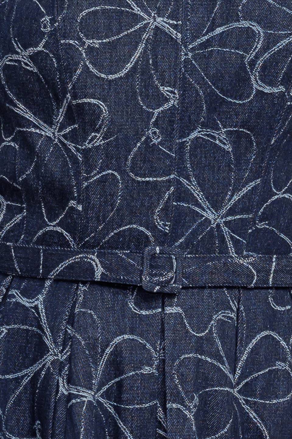MOONBEAM PETALS PRINTED DENIM MIDI DRESS