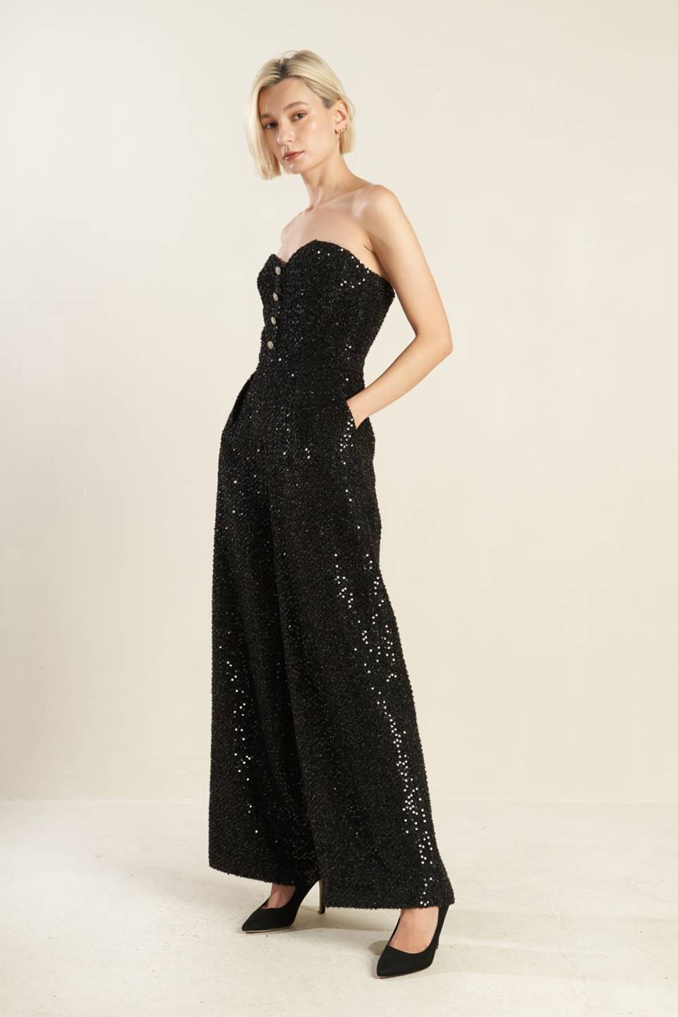 Sorelle Jumpsuit Black Sequin Cocktail Jumpsuit