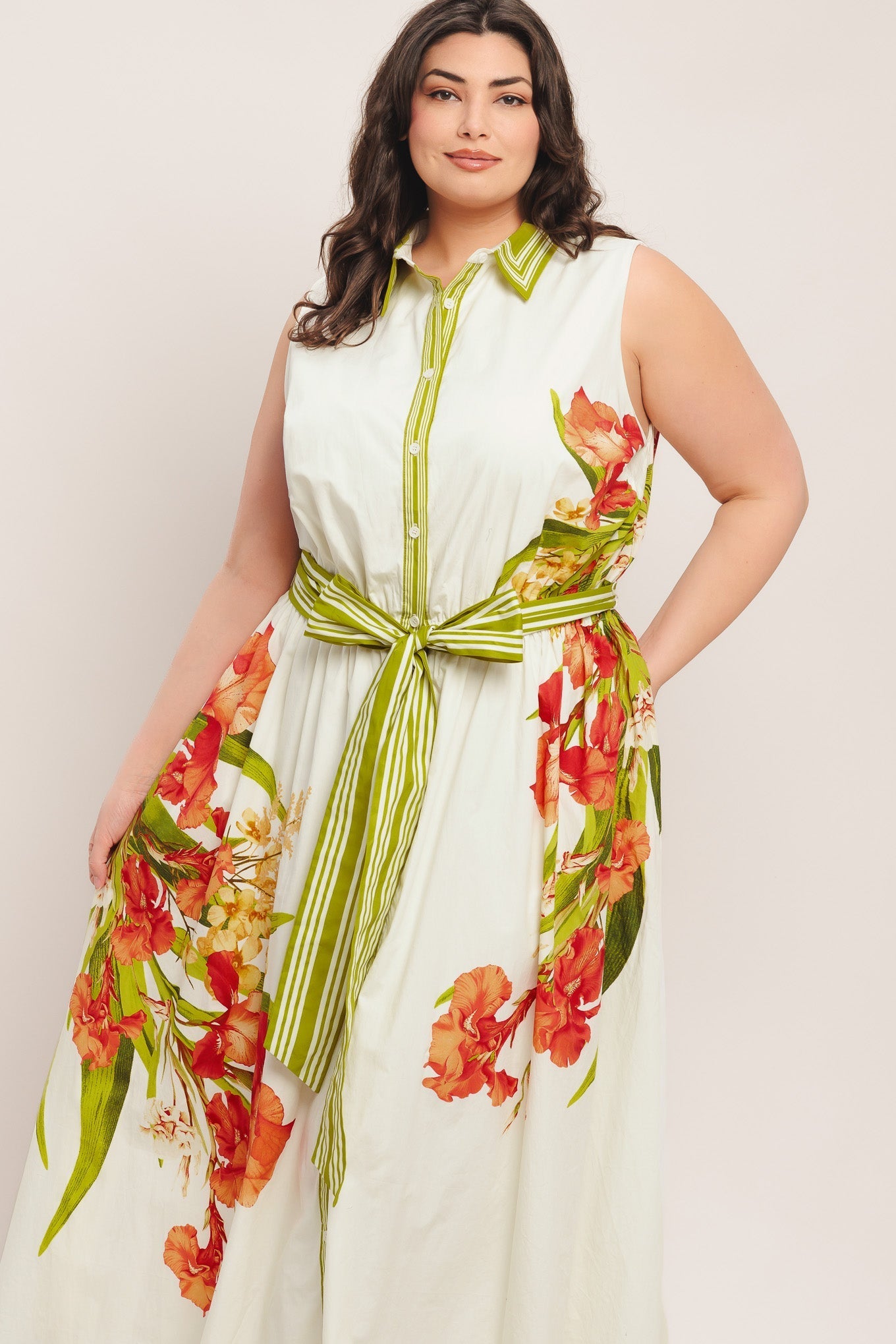 SPRING HEIRLOOM FLORAL PRINT MIDI DRESS