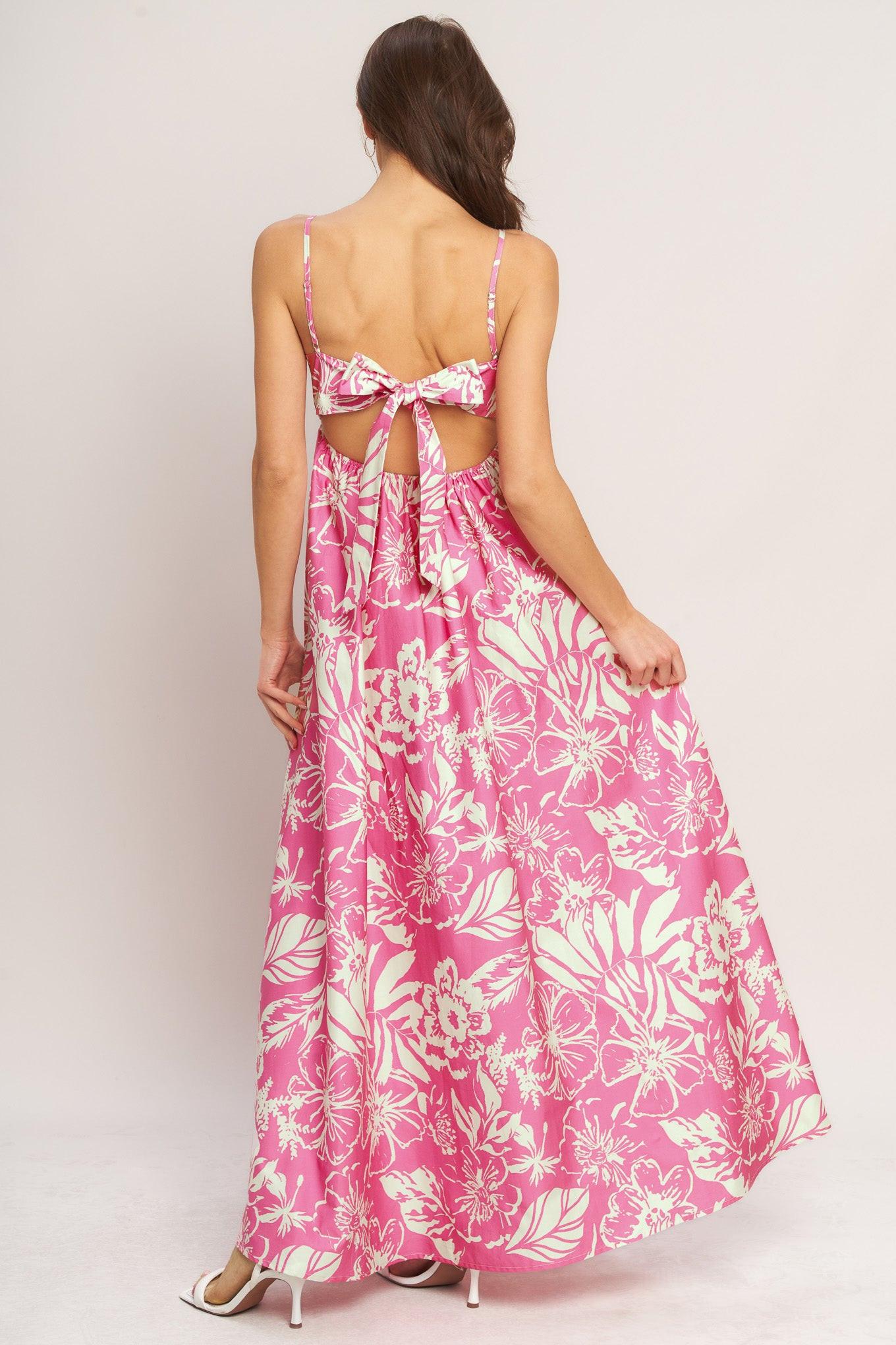 SUMMER HEAT FLORAL PINK MAXI DRESS