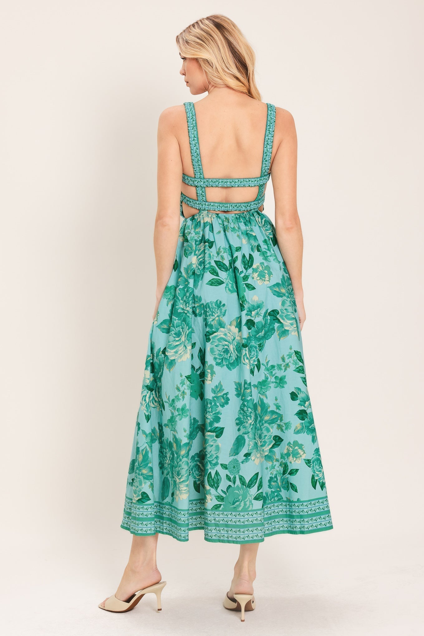MINT PARADISO OPEN BACK MIDI DRESS