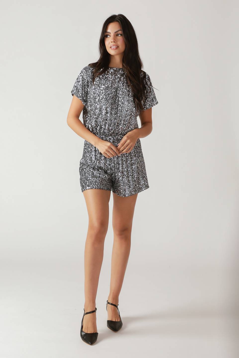 SCOUT SILVER SEQUIN COCKTAIL ROMPER