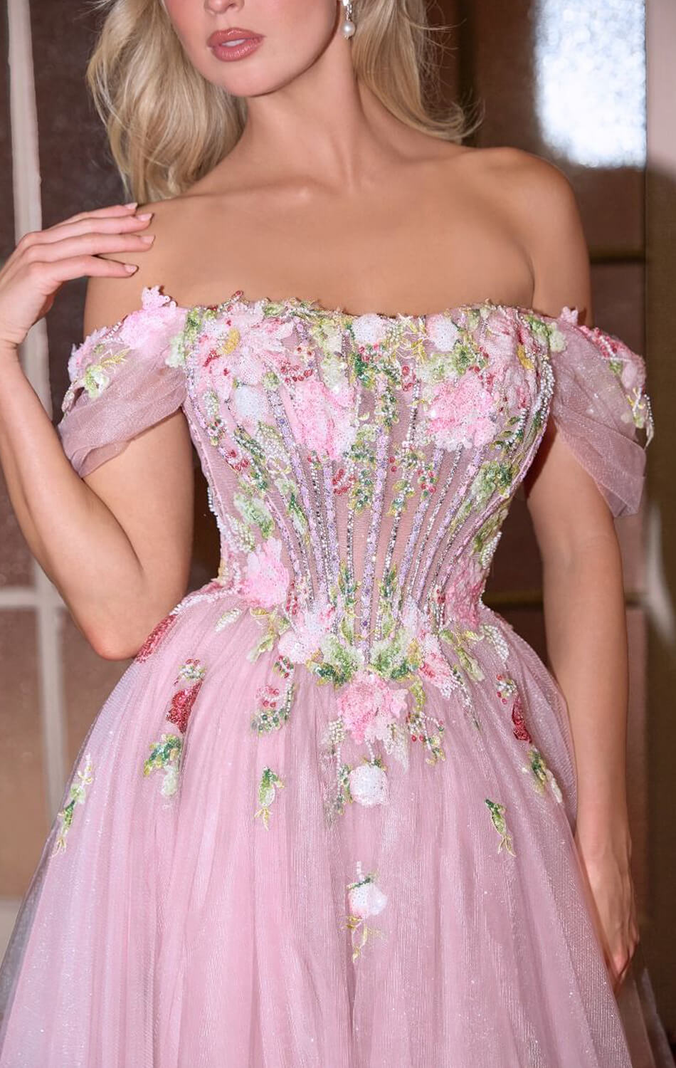 A1479 Blooming Beaded Ball Gown Andrea & Leo