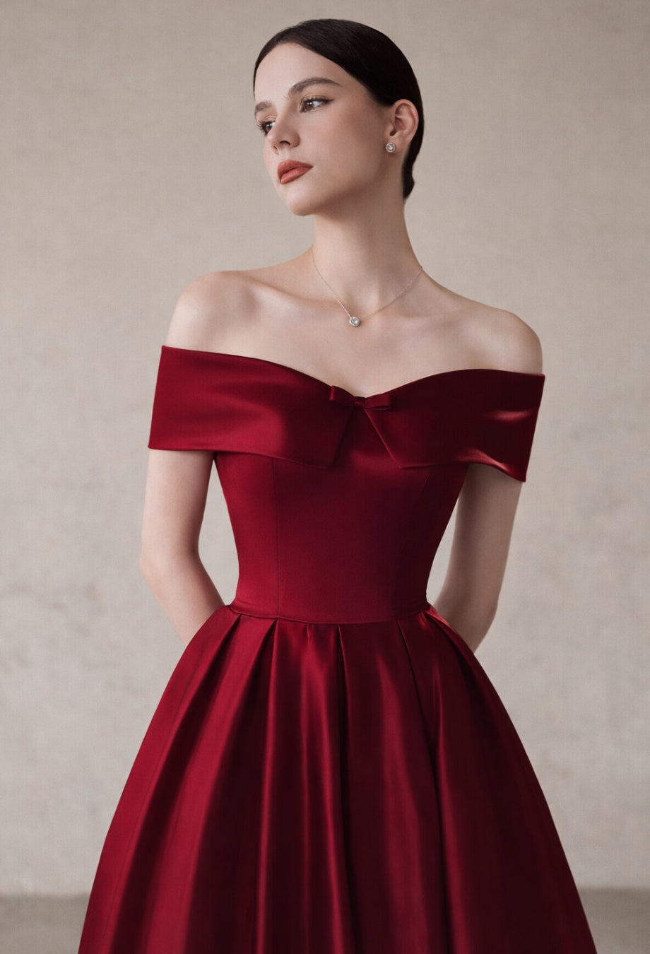 Angelina Off-Shoulder Maxi Dress Burgundy