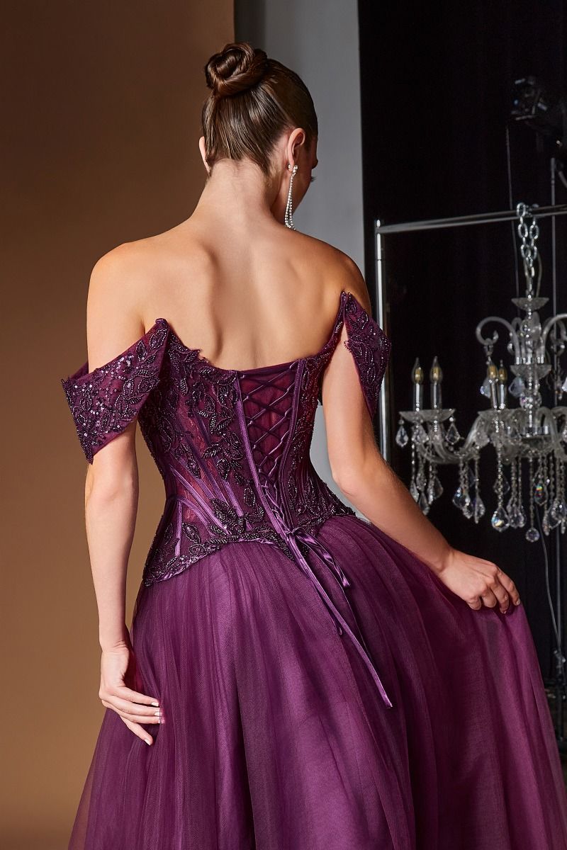 Gentry Gown Beaded Ball Gown with Floral Corset
