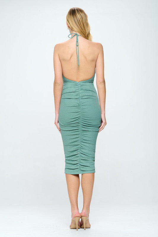 Charlie Midi Dress Sage Keyhole Bodycon Dress FINAL