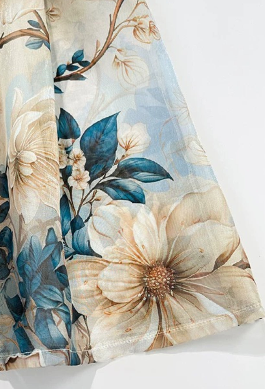 Colleen Blue Vintage Floral Midi Skirt