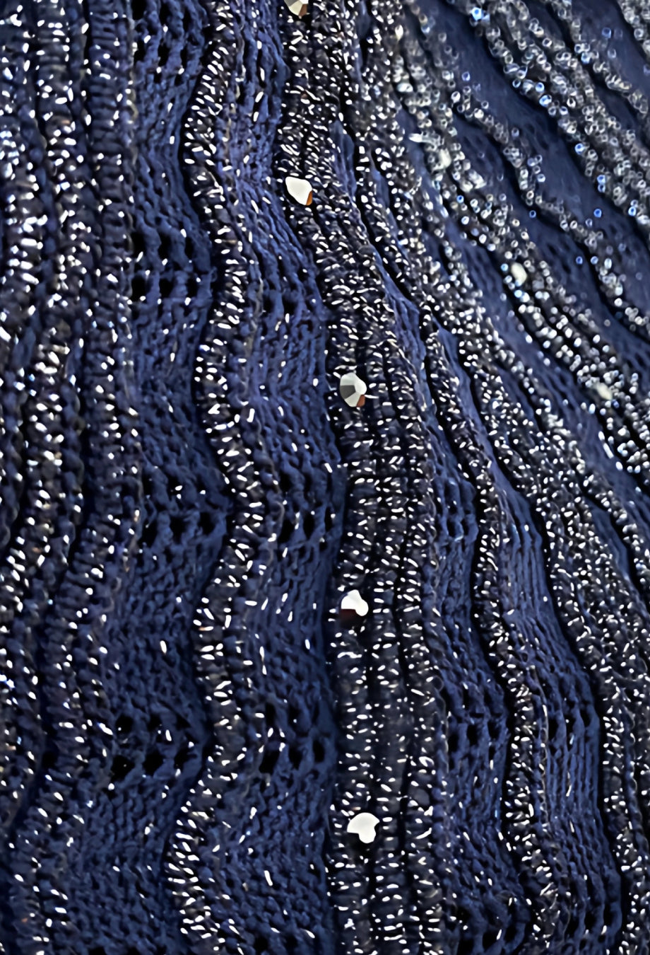 Elinor Navy Rhinestone Knit Midi Dress