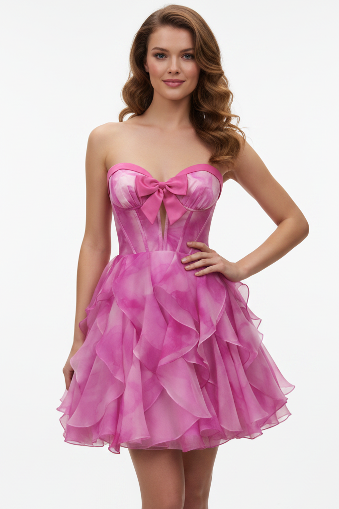26448 Ava Presley Sweetheart Ruffle Mini Dress