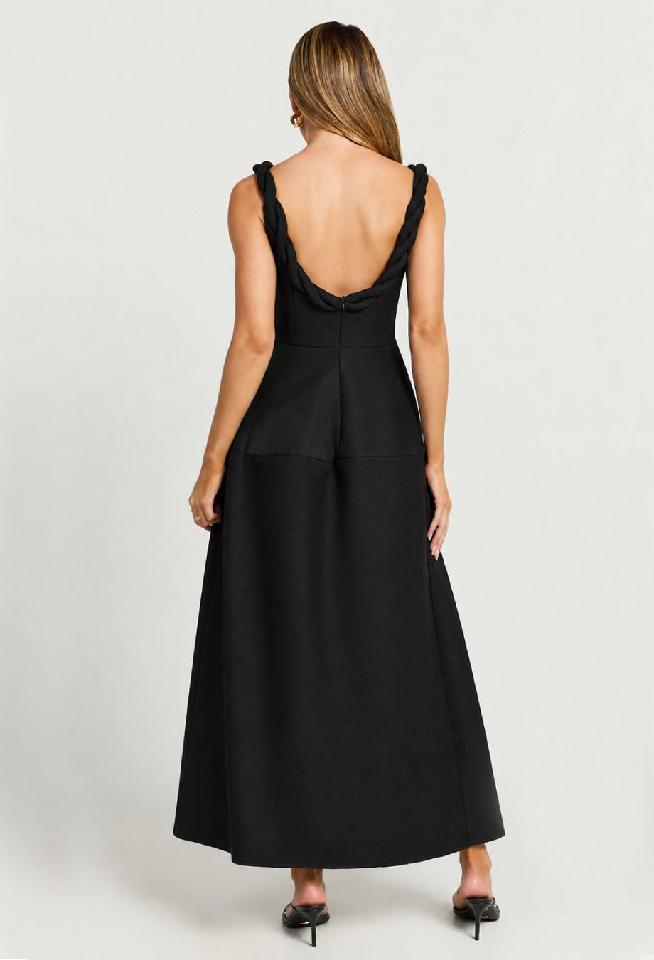Paloma Twist Strap Midi Dress Black