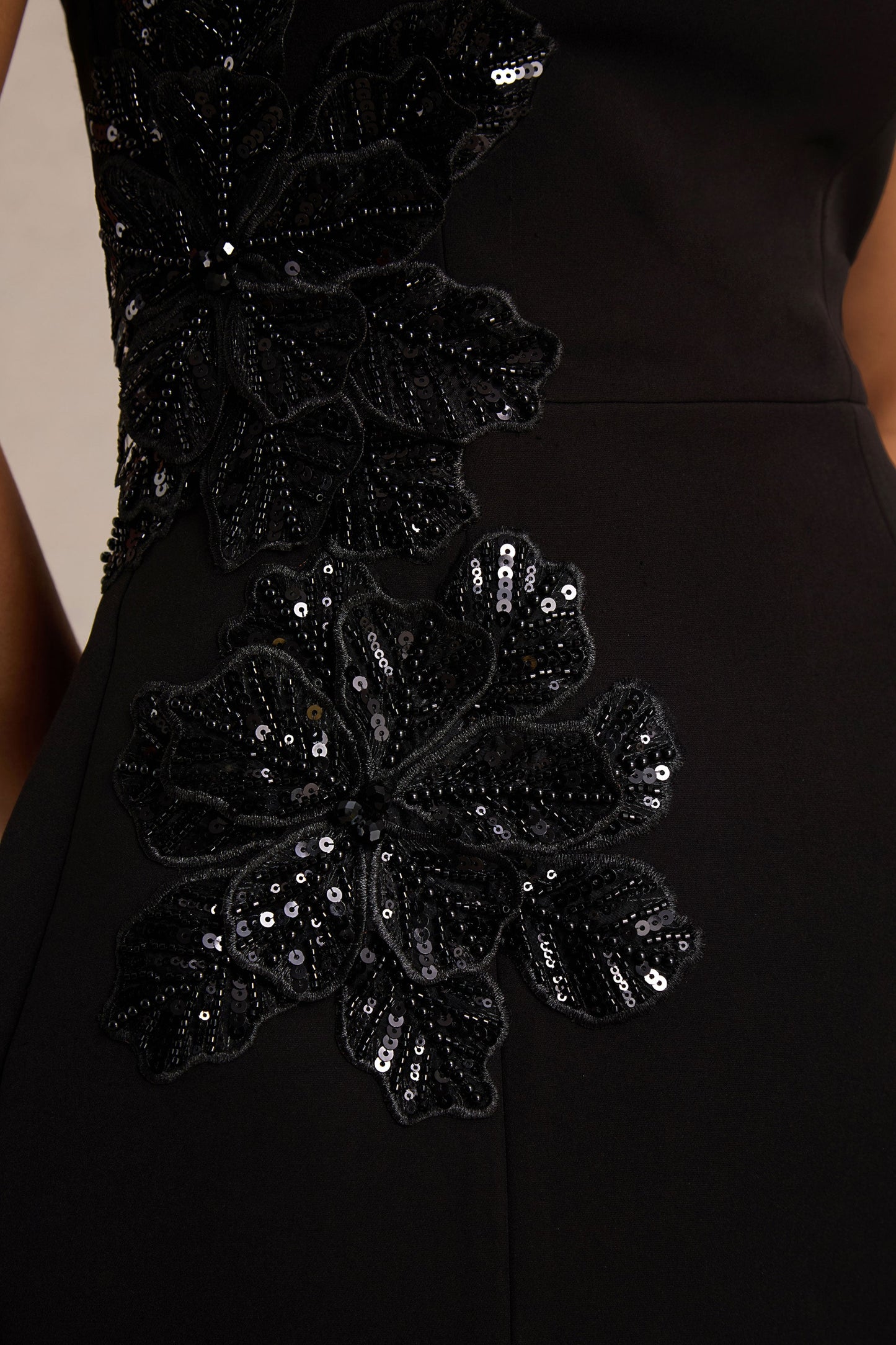 Lillian | Black Halter-Neck Mini Dress With Embellished Detailing