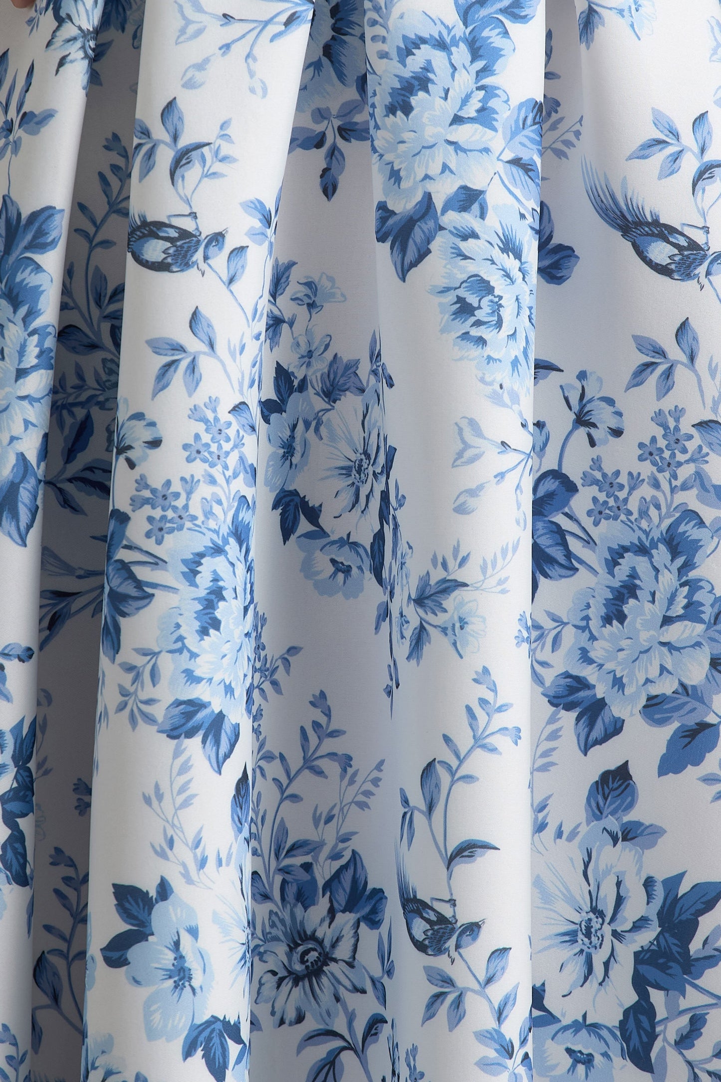 Alaina | Blue Porcelain Print Bandeau Midi Dress With Volume Skirt