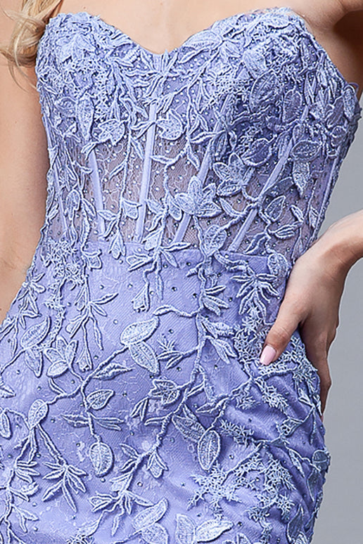 Rainn Gown Strapless Floral Lace Corset Dress