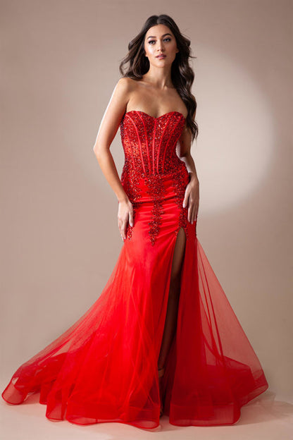 Blakely Gown Strapless Corset Dress With Lace Up Back