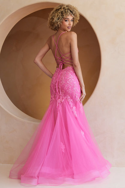 Hera Gown Pink Tulle & Floral Lace Mermaid Dress