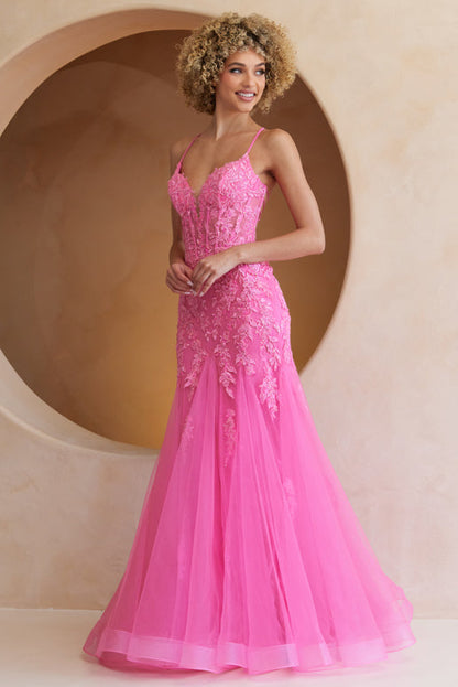 Hera Gown Pink Tulle & Floral Lace Mermaid Dress