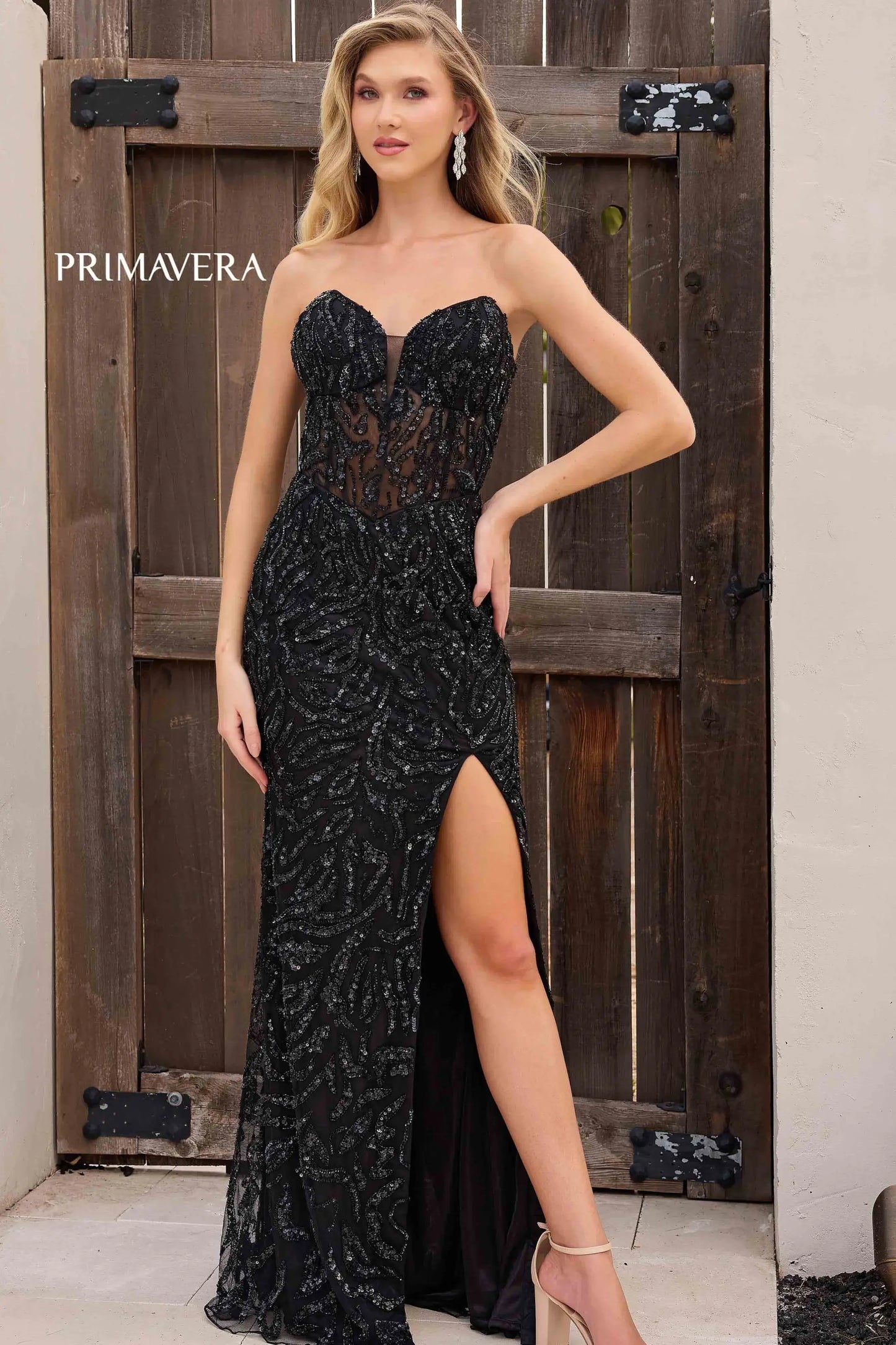 4360 Primavera Strapless Sequin Beaded Gown