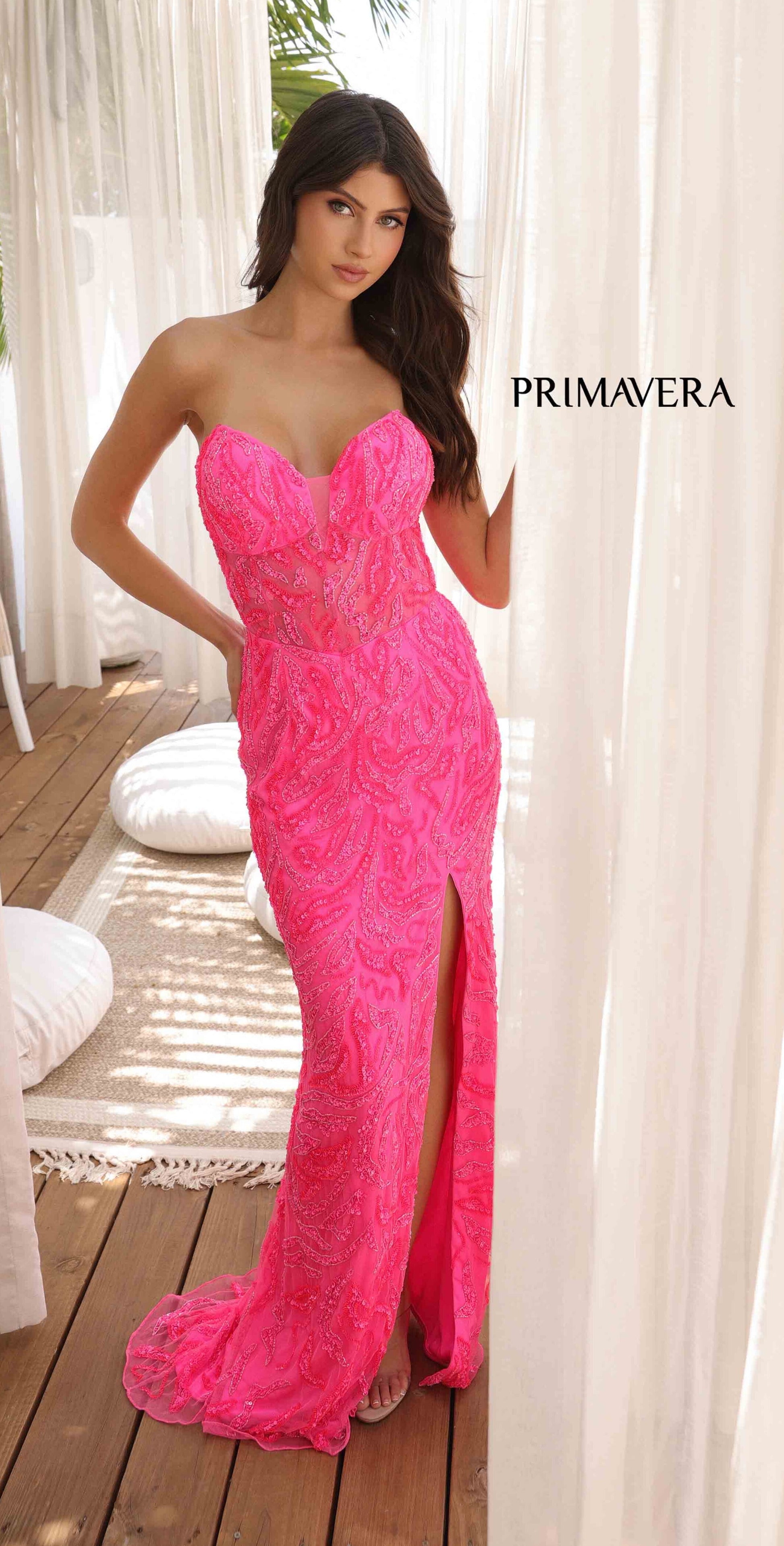 4360 Primavera Strapless Sequin Beaded Gown