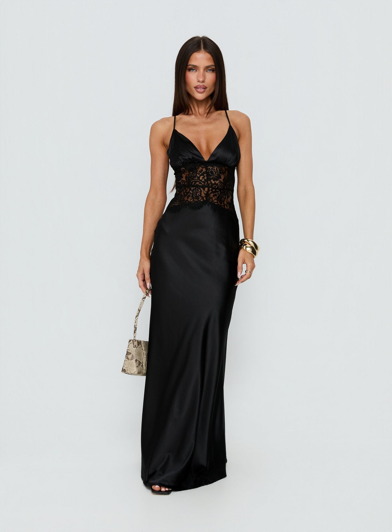 Klairee Lace Maxi Dress Black