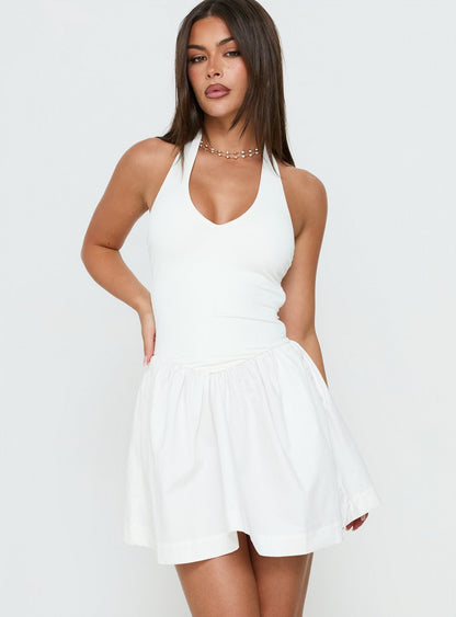 Allyce Halter Mini Dress White