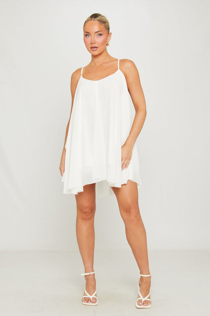 White Chiffon Strappy Slip Mini Dress