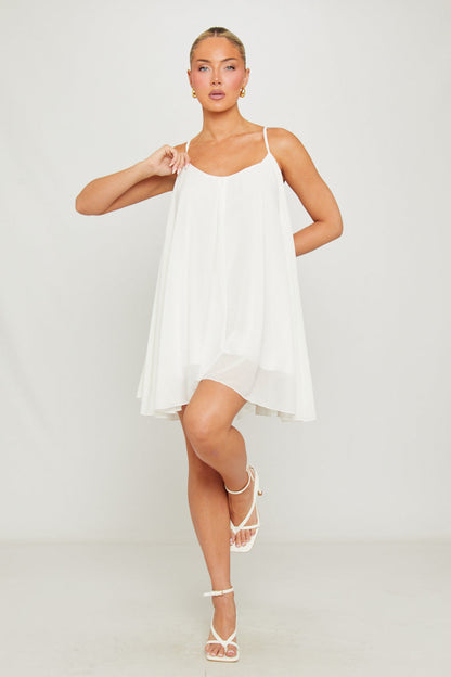White Chiffon Strappy Slip Mini Dress
