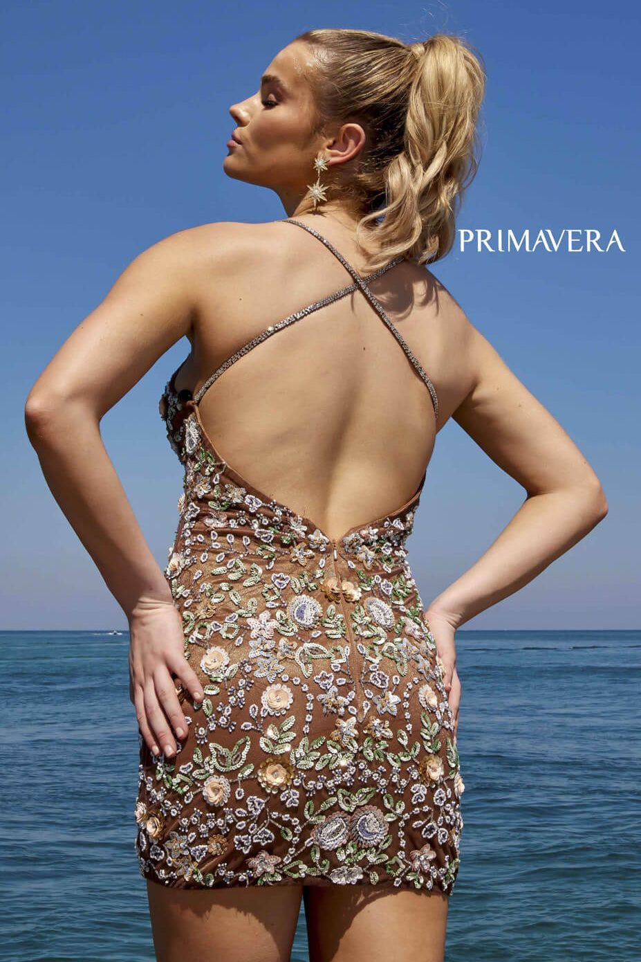 1938 Primavera Floral Sequin V-Neck Mini Dress