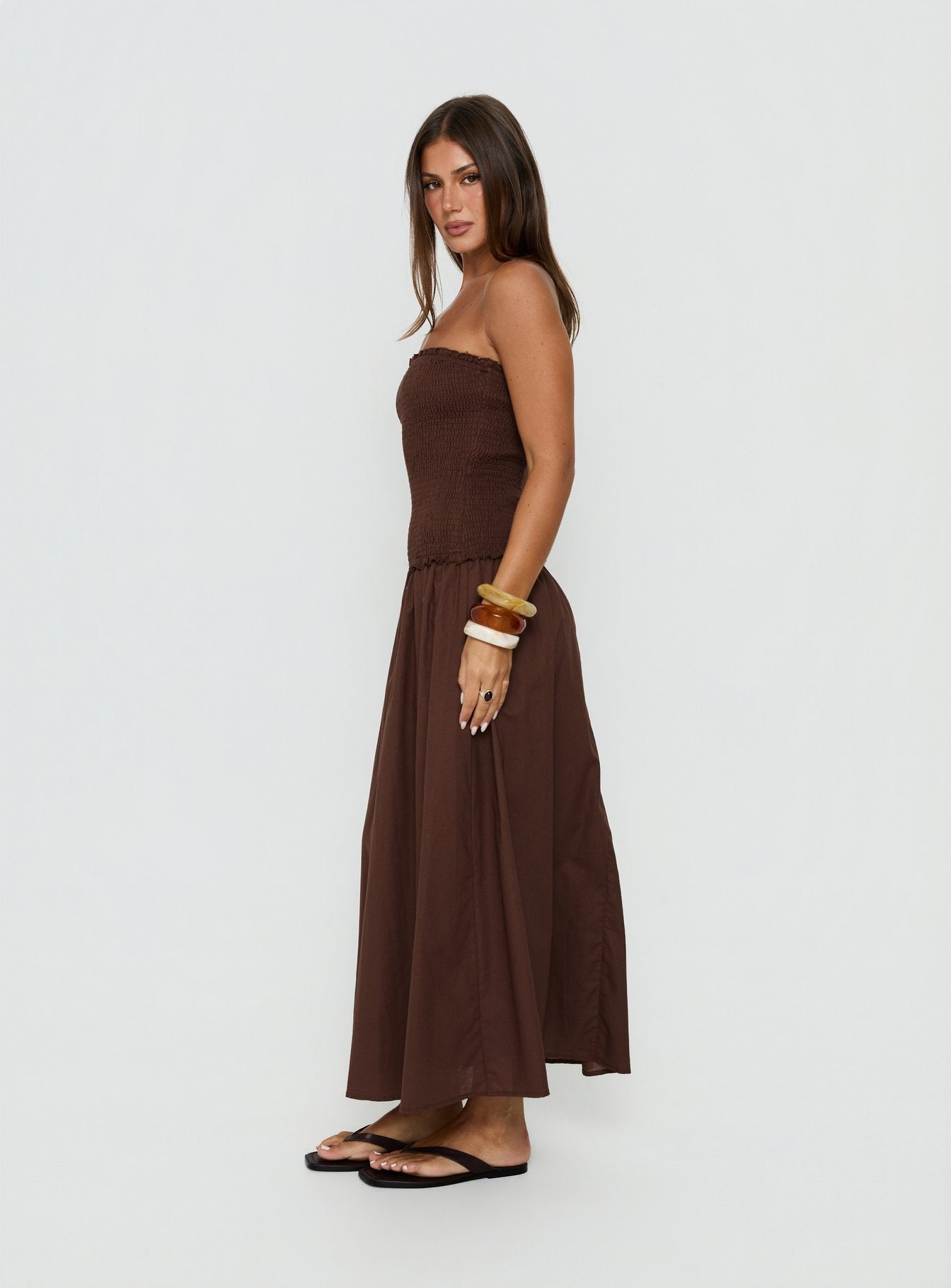 Tinsie Strapless Maxi Dress Chocolate Brown