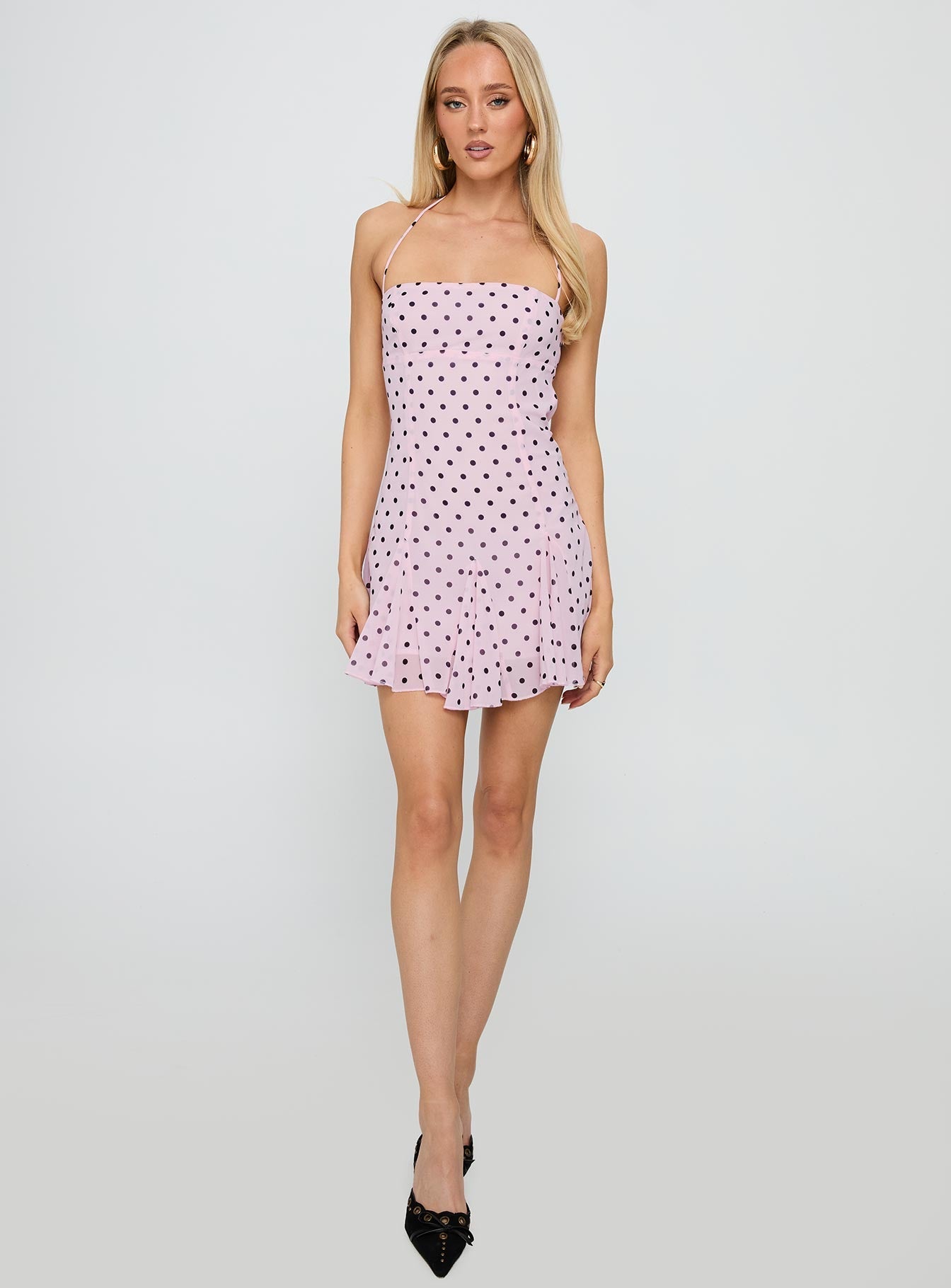 Delamere Mini Dress Pink / Black Polka Dot