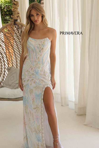 4331 Primavera Beaded Strapless Evening Gown