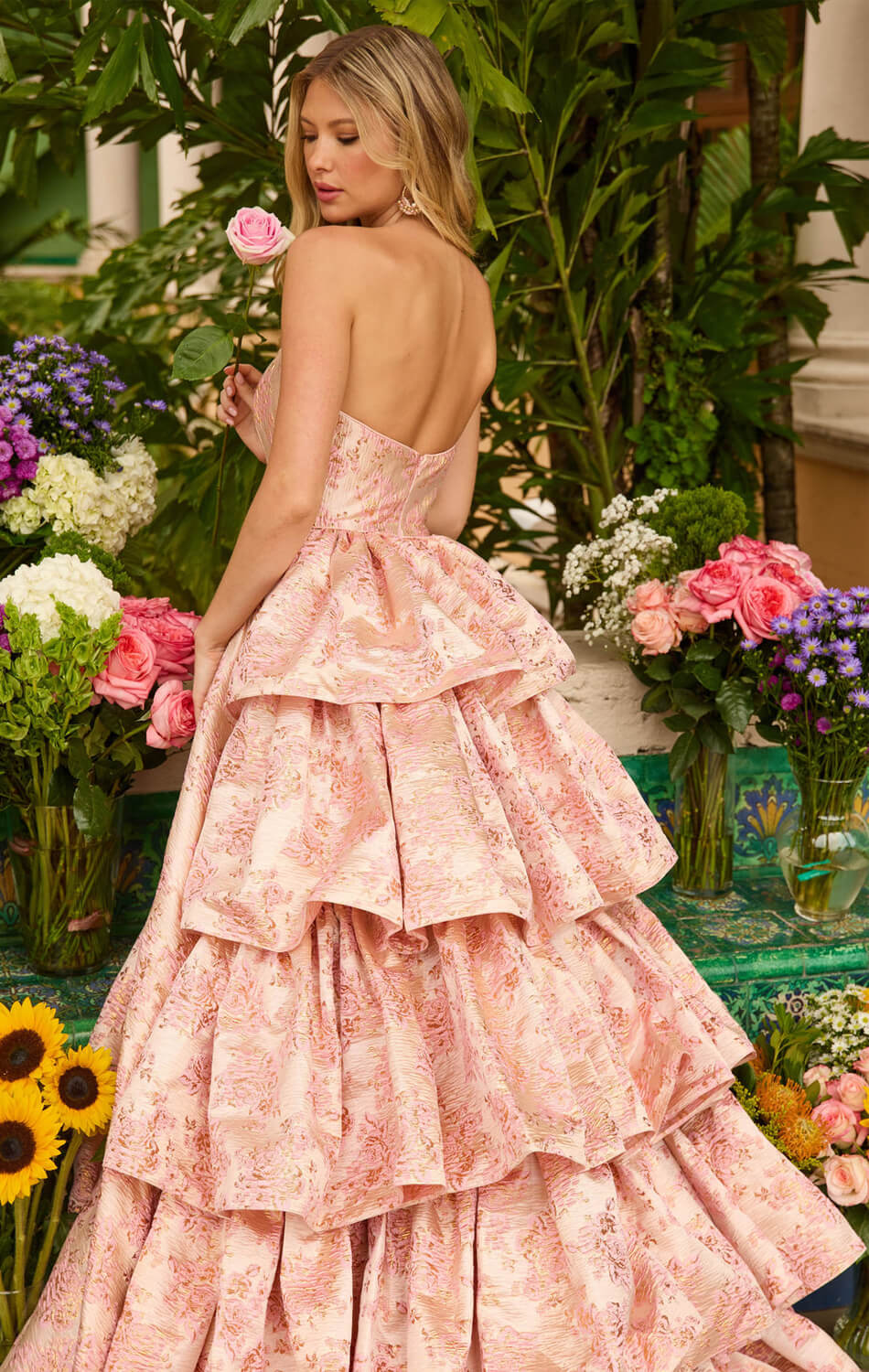 26412 Ava Presley Floral Jacquard Ball Gown