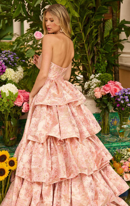 26412 Ava Presley Floral Jacquard Ball Gown