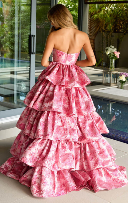 26412 Ava Presley Floral Jacquard Ball Gown