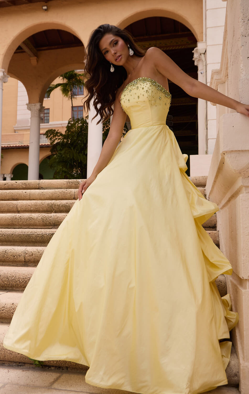 26417 Ava Presley Strapless Taffeta Ball Gown