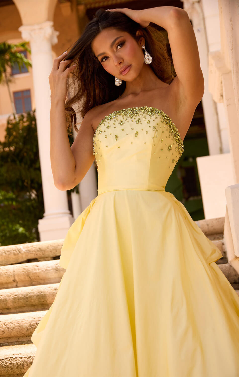 26417 Ava Presley Strapless Taffeta Ball Gown