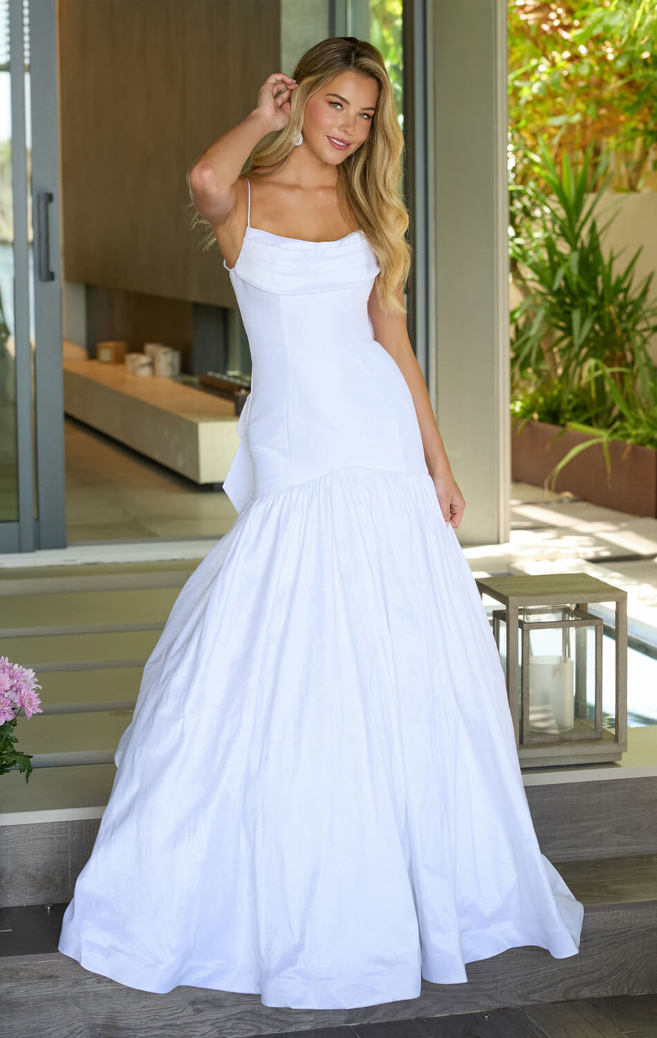 26422 Ava Presley Taffeta Mermaid Gown With Bow
