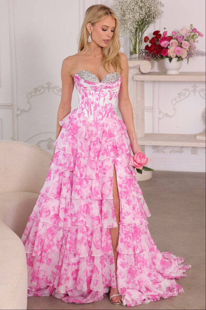 26441 Ava Presley Floral Ruffle Ball Gown