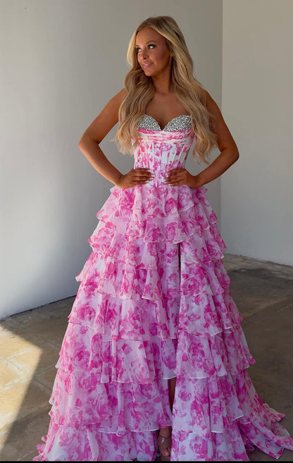 26441 Ava Presley Floral Ruffle Ball Gown