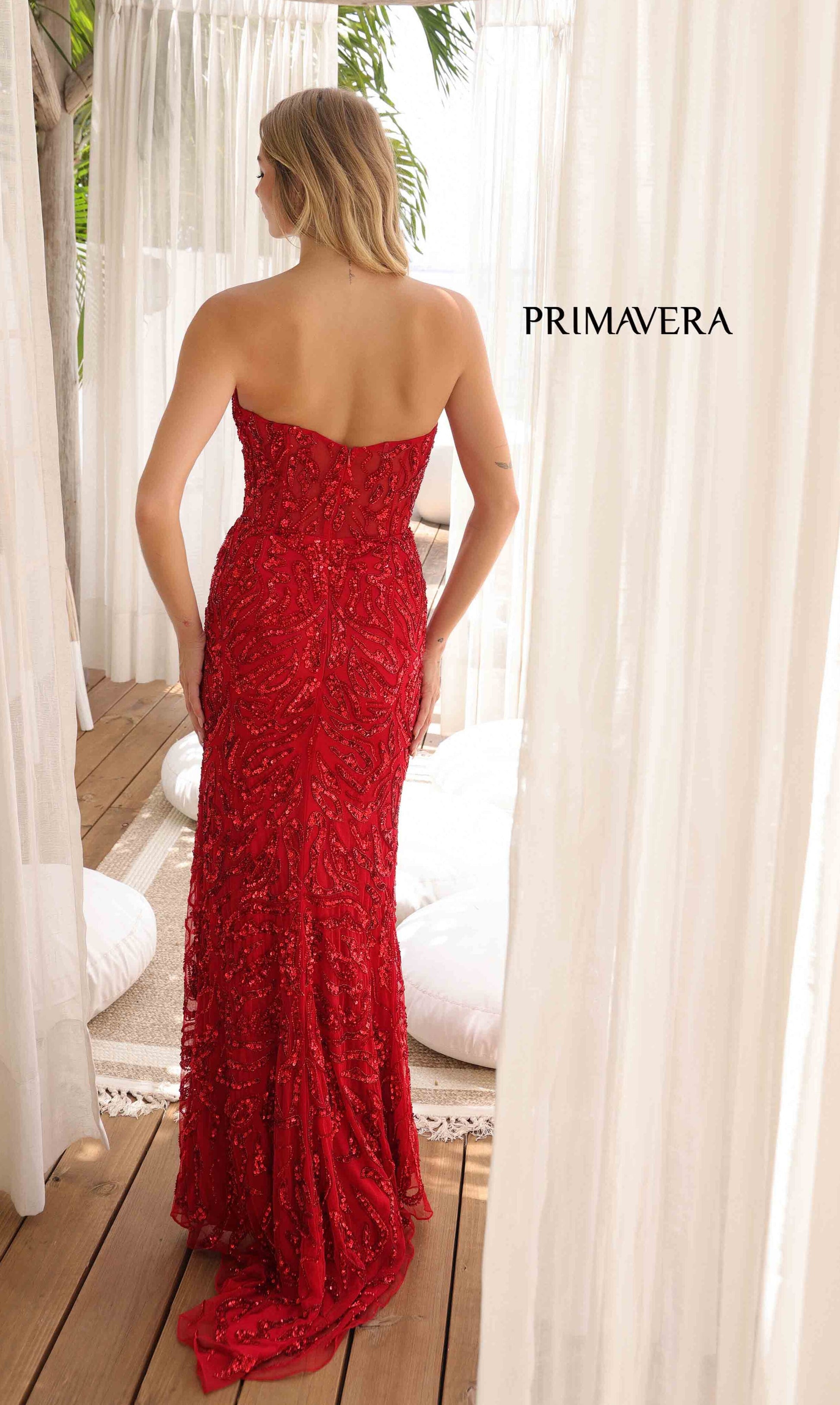 4360 Primavera Strapless Sequin Beaded Gown