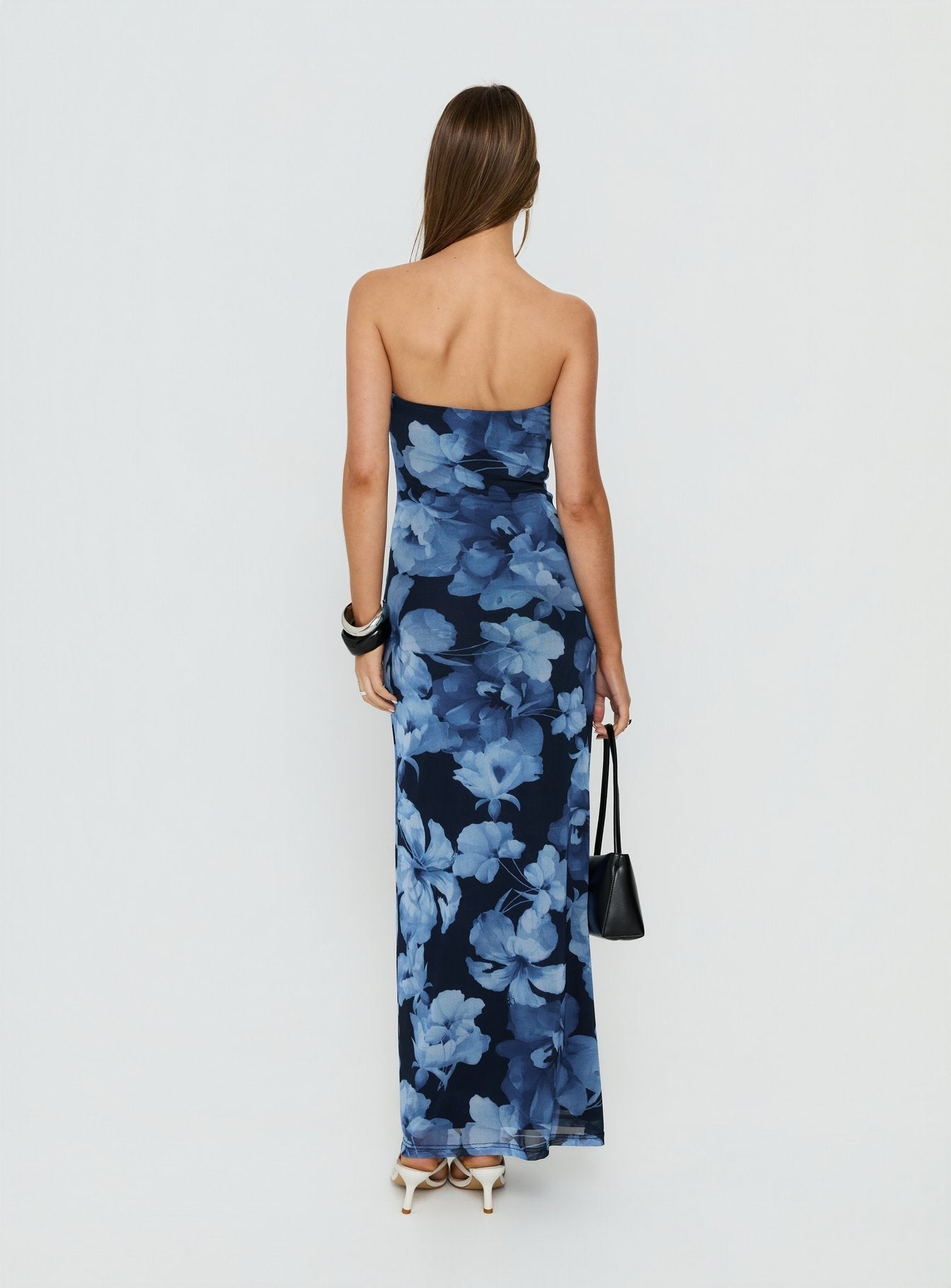 Lanora Strapless Maxi Dress Blue Floral