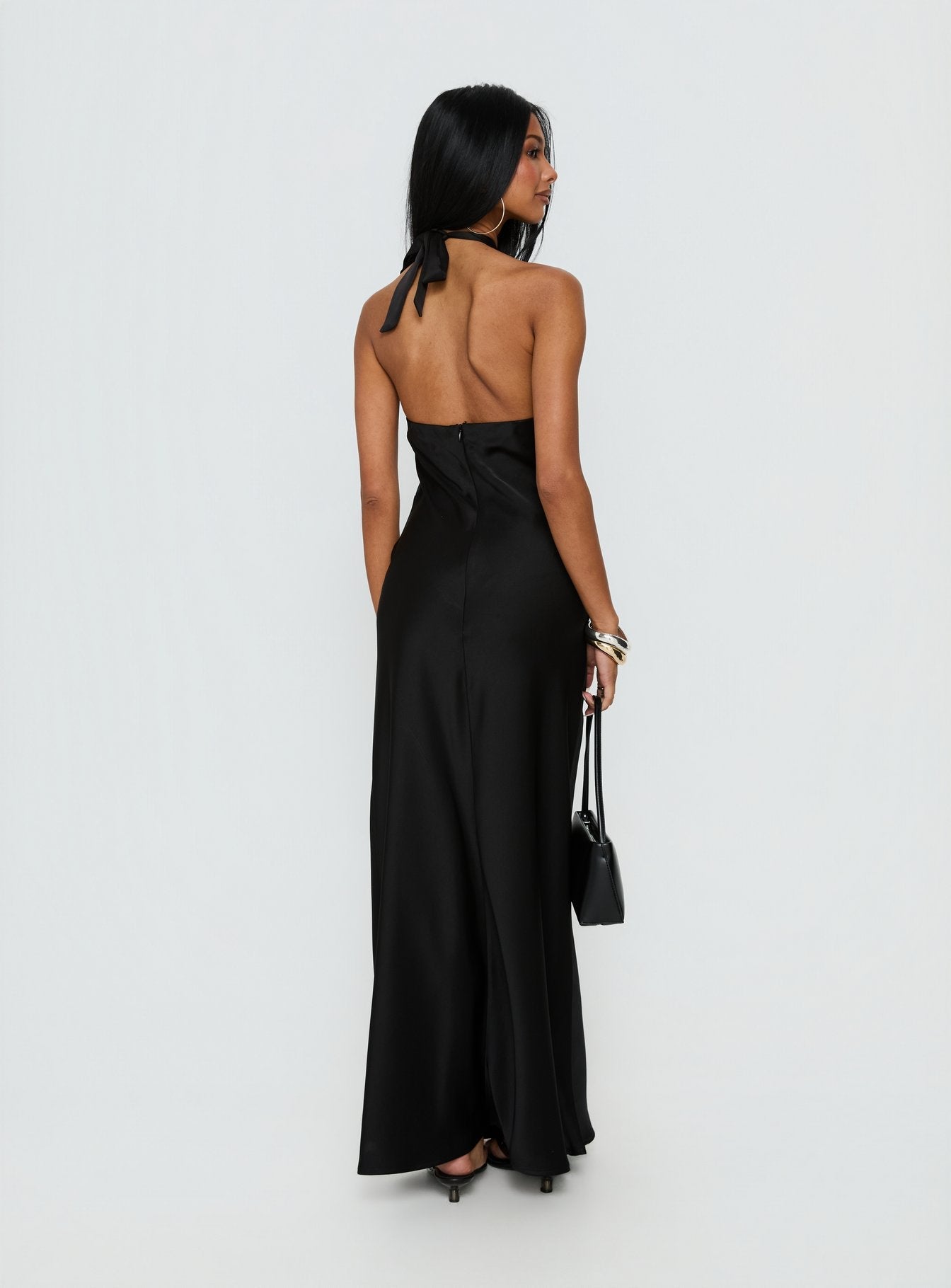 Rosario Halter Sheer Maxi Dress Black