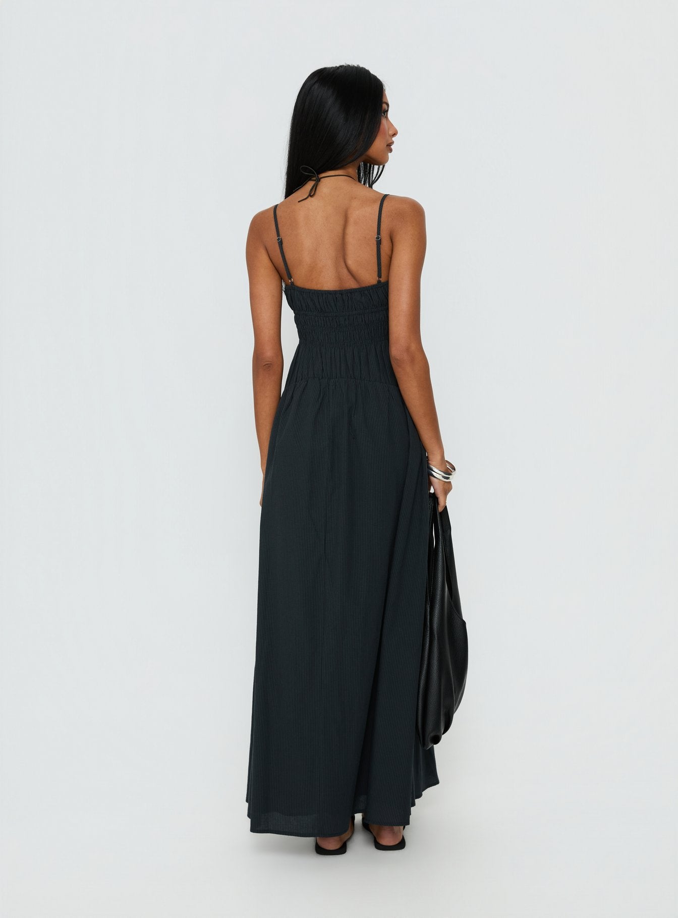 Magnolie Shirred Maxi Dress Charcoal