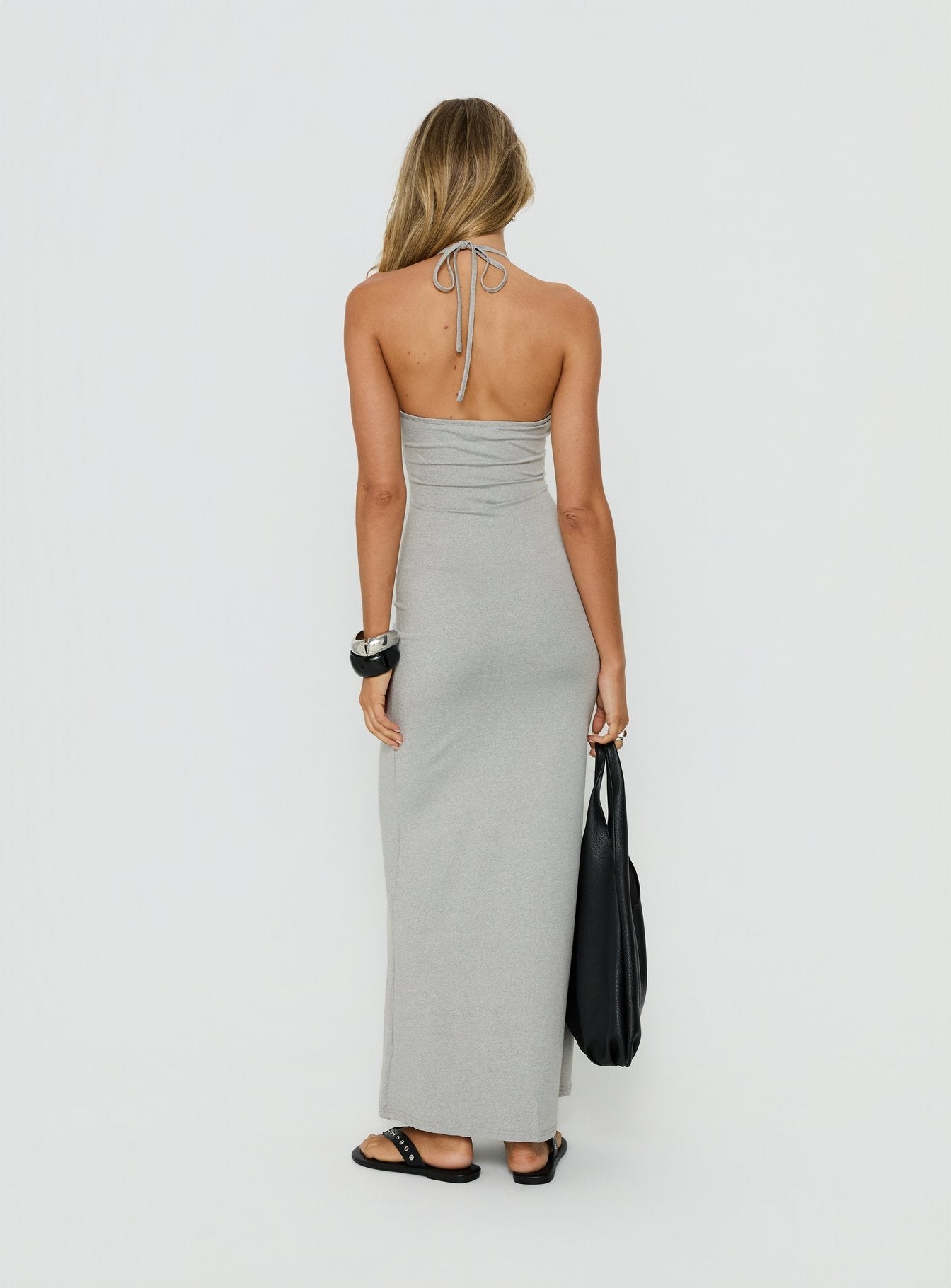 Chelsae Halter Maxi Dress Gray Marle