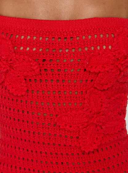 Olazia Strapless Knit Mini Dress Red