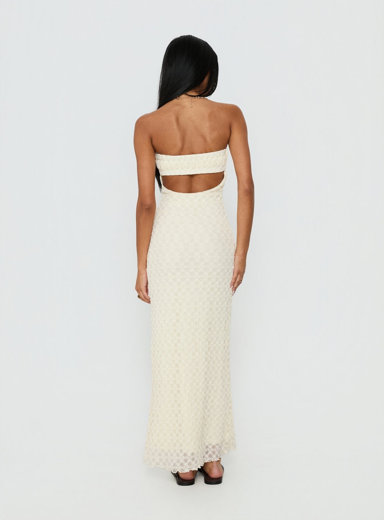 Aryela Strapless Textured Maxi Dress Cream